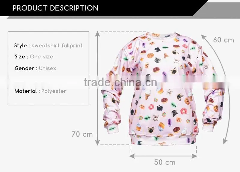 New design round neck pullover, custom 3D sublimation plain sweatshirt
