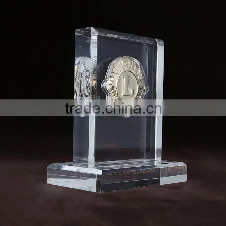 factory custom clear acrylic logo brand block display for sale