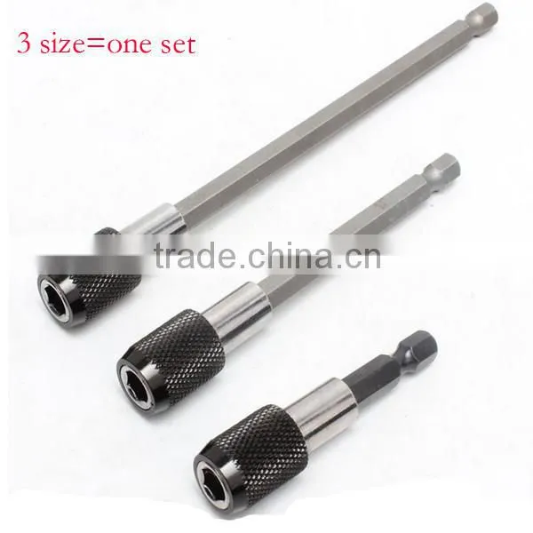 3Set 1/4 Inch Hex Bit Tip Holder Screwdriver Bit Extension Bar Electric screwdriver Black AR-63