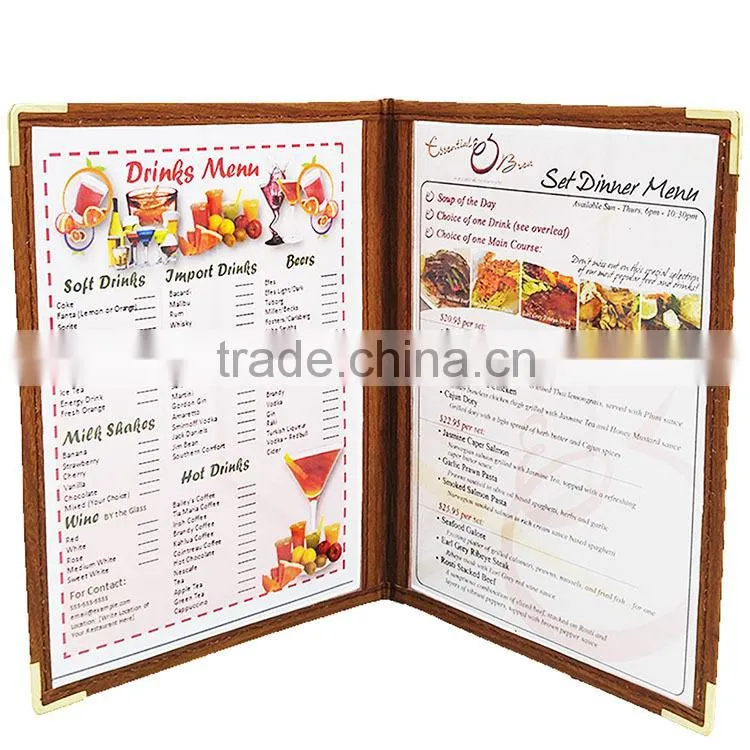 Triple Panel 6 views Leatherette Leatherette plastic folder / a4 insert paper size