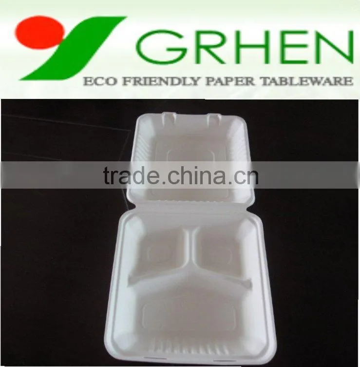 FDA biodegradable eco-friendly disposable food container,food tray,3 compartment food box