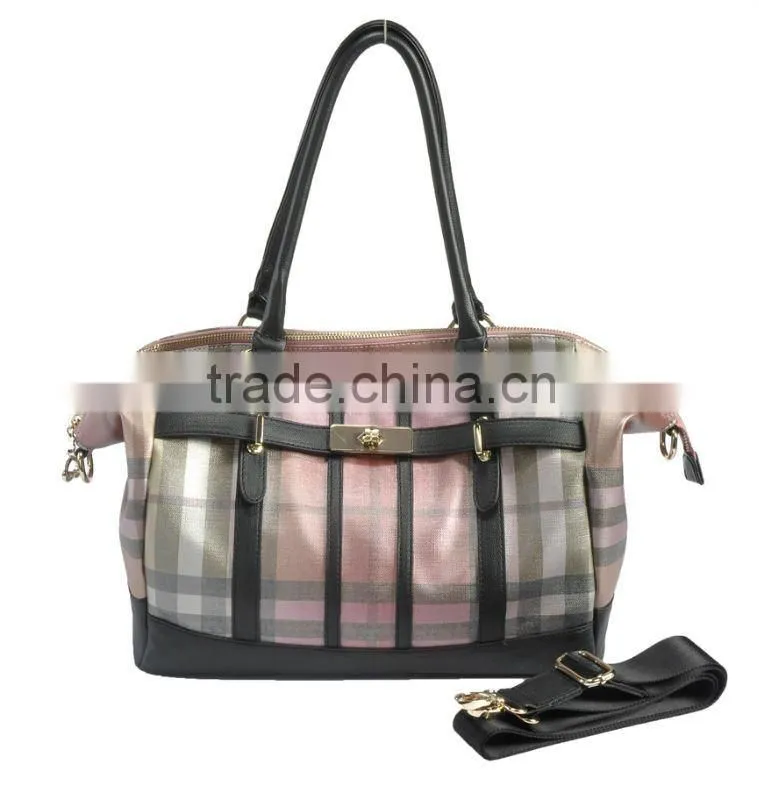 Summer hot! Plaid printed PU with Belt lock Tote fashion ladies handbags 2012