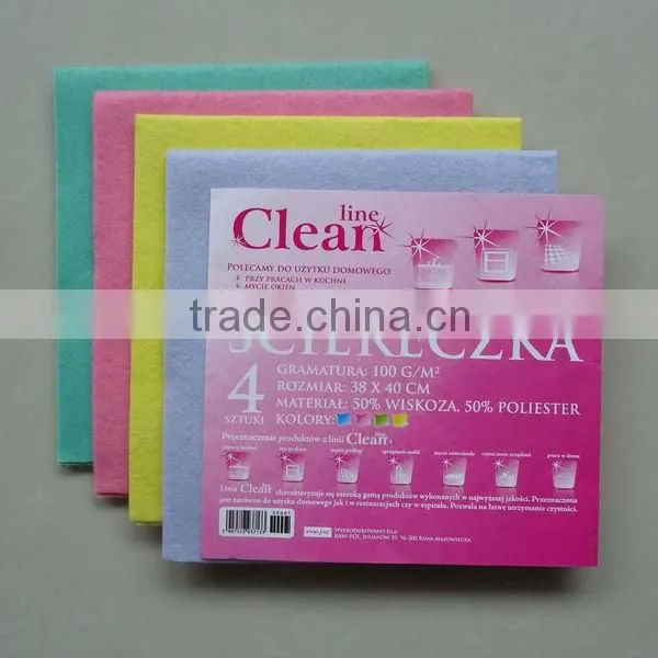 Non-woven fabric magic cleaning cloth (needle punched, viscose & polyester, super absorbent)