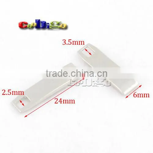 24*6mm Metal Zipper Pull Tap Zinc Alloy Nickle Plated For DIY Zipper Sliders #FLQ159-S