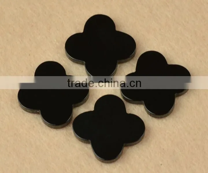 hot sale four leaf clover real natural black agate for necklace