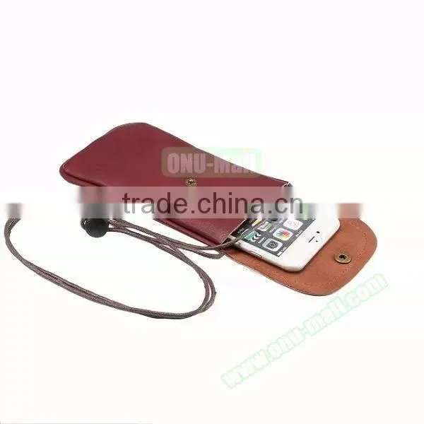 New Fashion Cell Phone Shoulder Strap Bag, Leather Case Cover for 5.7 Inch Mobile Phone