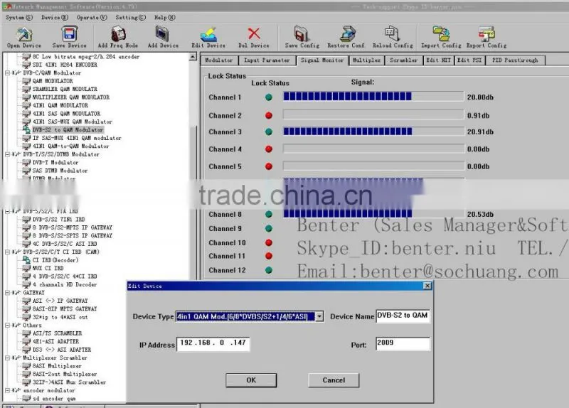 4in1 satellite dvb-s2 dvb-c transmodulator(DisEqc/22KHz,8*DVB-S/S2+4*ASI in,4 QAM RF out)
