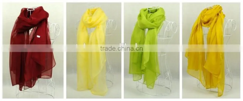 100% silk pure color long silk colourful scarves