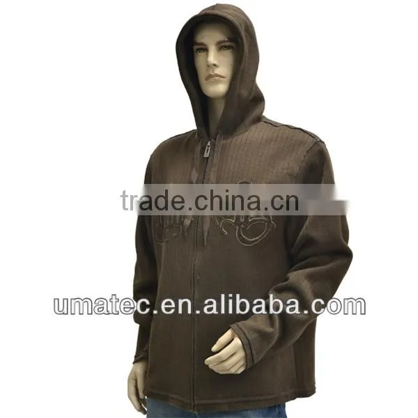 Men's Bonded Needle drop knitFleece Hooded Soft Jacket