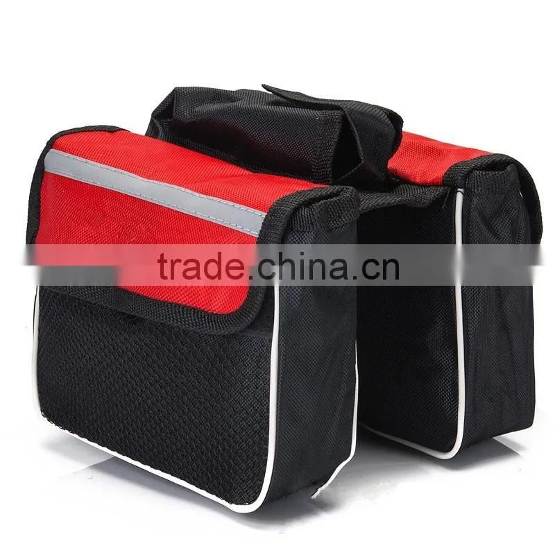 Custom riding bike saddle bag with reflective stripe