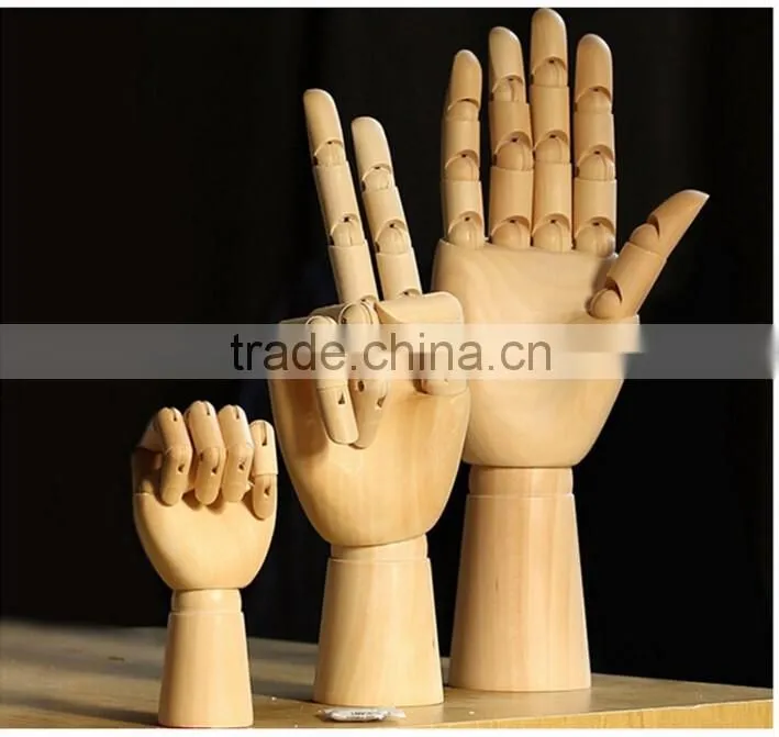 New Coming Cartoon Joint Wooden Hand for Decoration,3 Style Wooden Hand Toys for Children/Friends