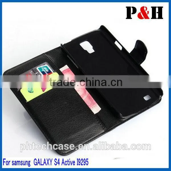 Stylish hot selling wallet leather case for samsung galaxy s4 active i9295