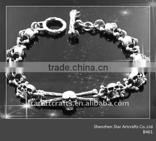 B461 Most popular pure 316l stainless steel skull bracelet