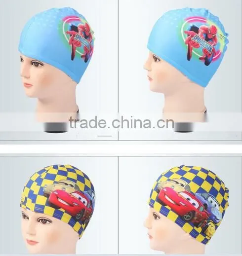 2016 new design High Quality Cute Cartoon Printing Children Waterproof Swimming Hat