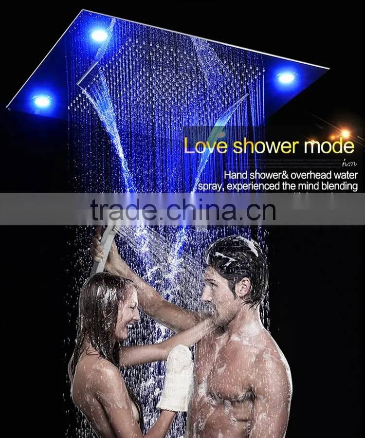 luxury bathroom accessories 5 in 1 multicolor remote control embed ceiling led rainfall waterfall shower set