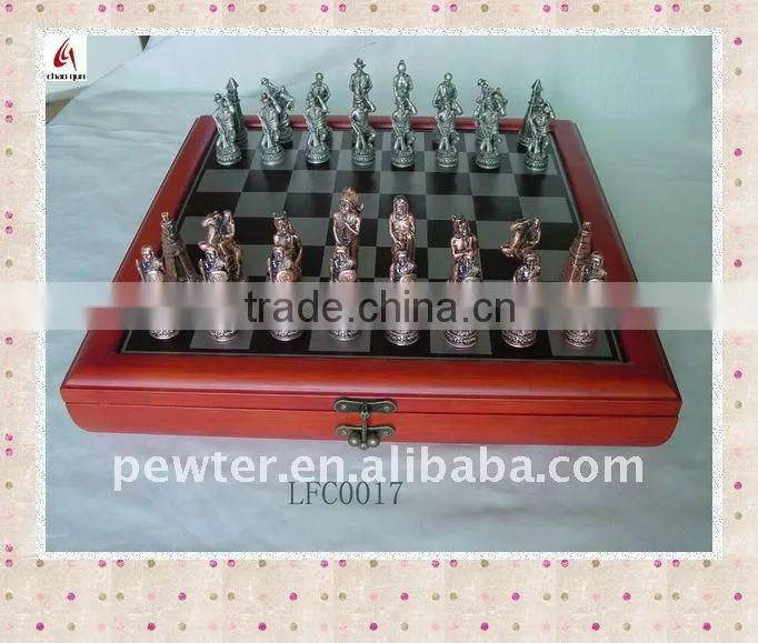 Amerindian chess /wooden board/metal chessman