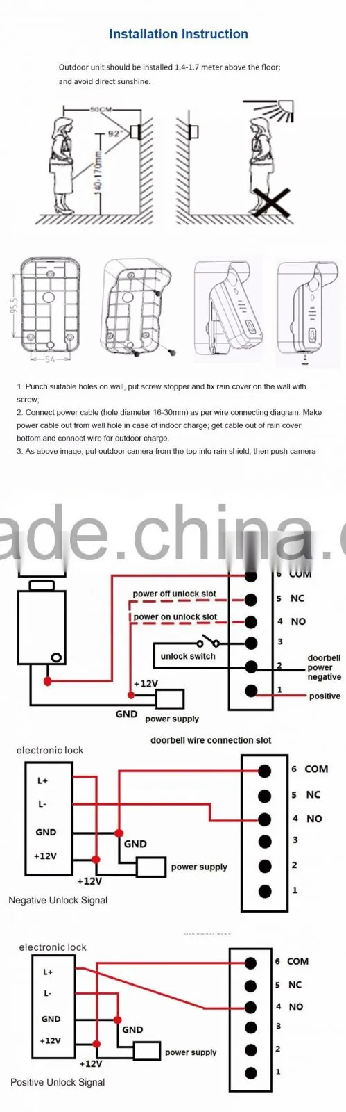 Home Security 1 Camera 3 Monitors Wireless Color Video Doorphone