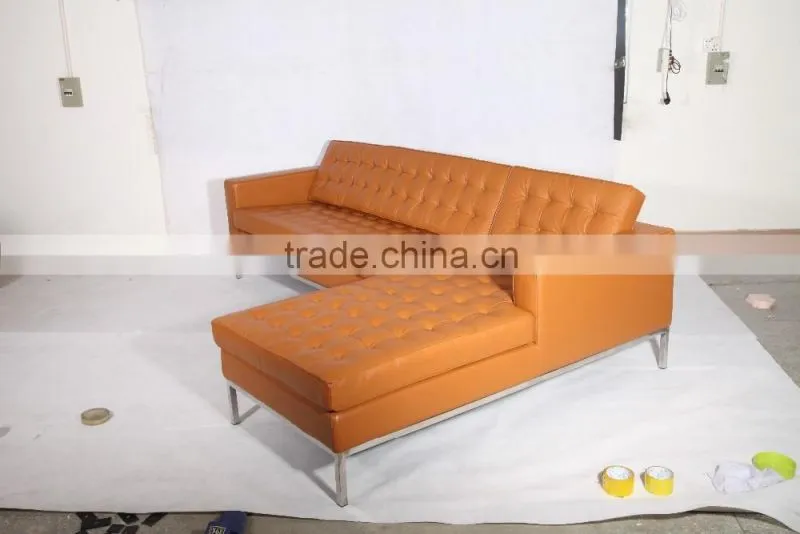 modern design leather florence knoll style corner sofa with chaise lounge