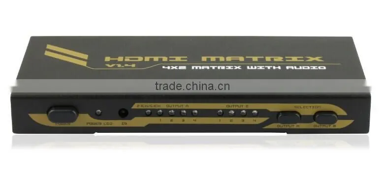 New Arrival V1.4 4kx2k 4 In 2 Out HDMI Matrix with Toslink SPDIF with IR Remote 4PET0402A