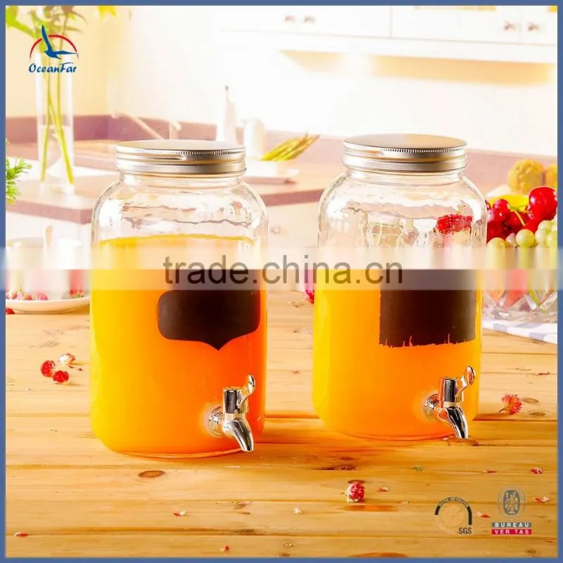 Hot Selling Drink Dispenser Glass Black Chalkboard Glass Honey Dispenser