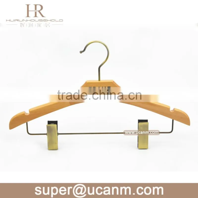 HRW-FF1GP wooden luxury clothes hanger,wooden clips hanger