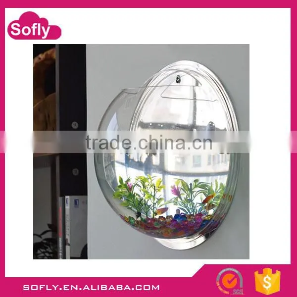 New Design Plexiglass Wall Aquarium Vertical, Round Glass Aquarium