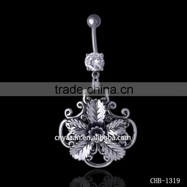 Beautiful Navel Piercing Dangle Belly Ring Fake Navel Piercing