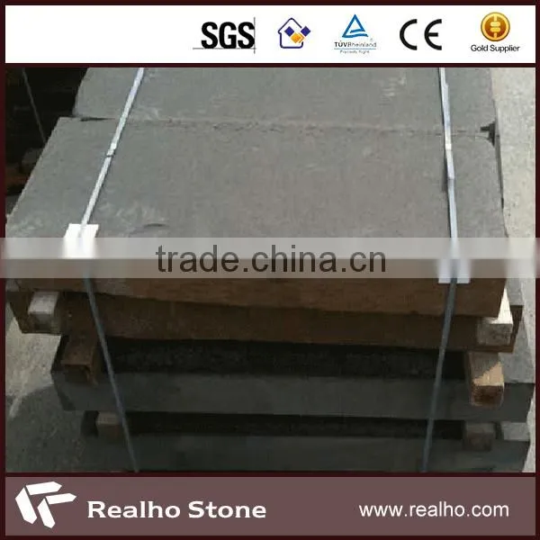 honed black basalt step