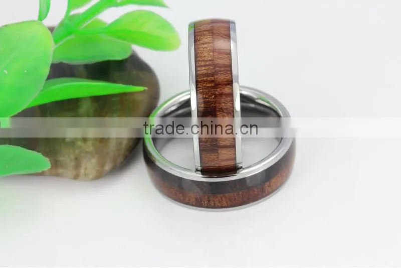 8mm wedding ring two-ton wood inlay titanium wood ring unique titanium ring