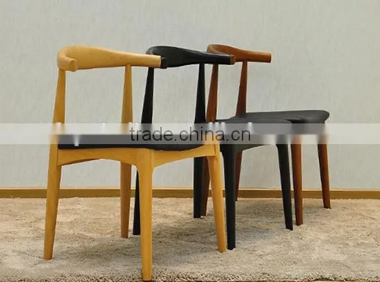 Replica Hans Wegner Elbow Chair with Faux Leather Seat