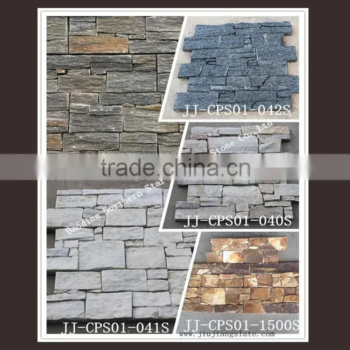 Natural slate cement baked corner exterior wall cladding