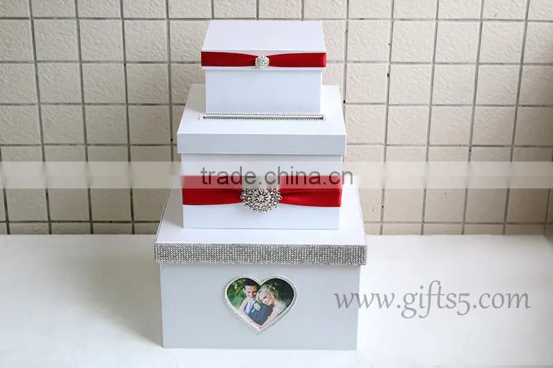 Elegant wedding money box with heart shape photo frame