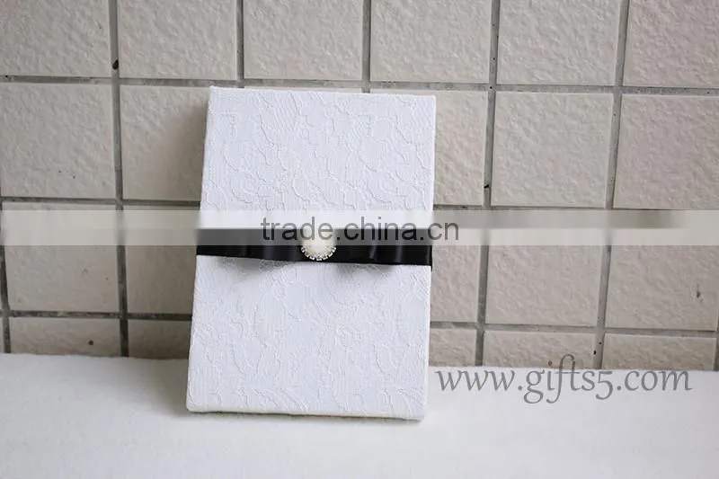 White lace fabric wedding invitation card box