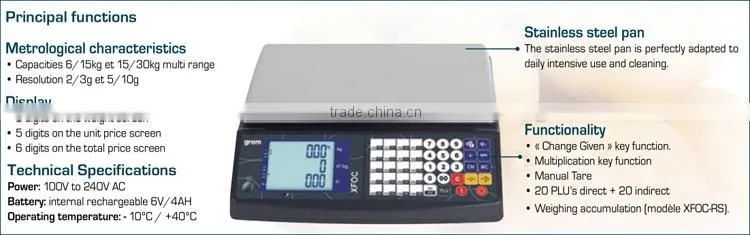 XFOC-30KRS LCD Display Price Electronic Digital Balance