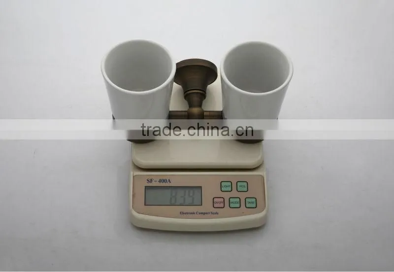 Antique Copper White Ceramic Two Cups Tumbler Holders for Bathroom Accessories