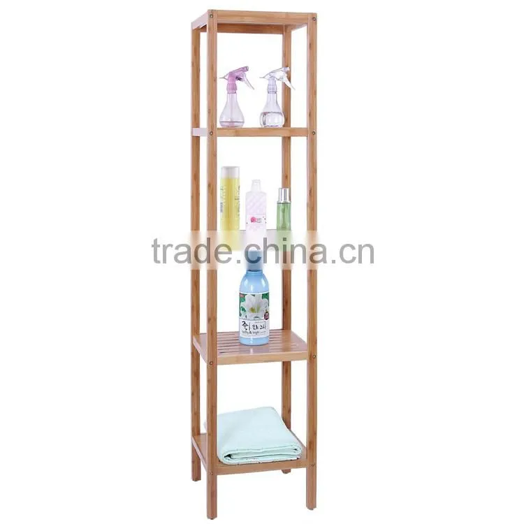 Bamboo Bathroom Tower 5-Shelf Towel Storage Standing Rack Shelving