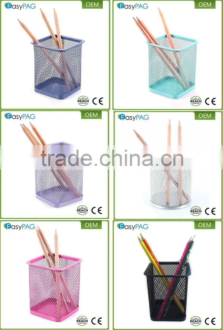China factory made desktop fancy custom rotating metal mesh pen holder