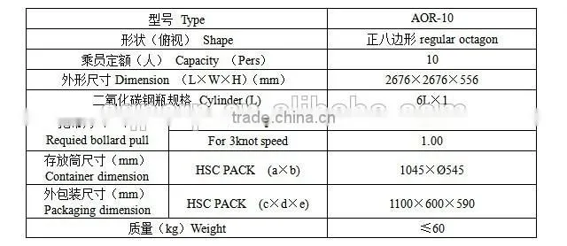 Open-Reversible Inflatable Liferaft 10p/ solas life raft