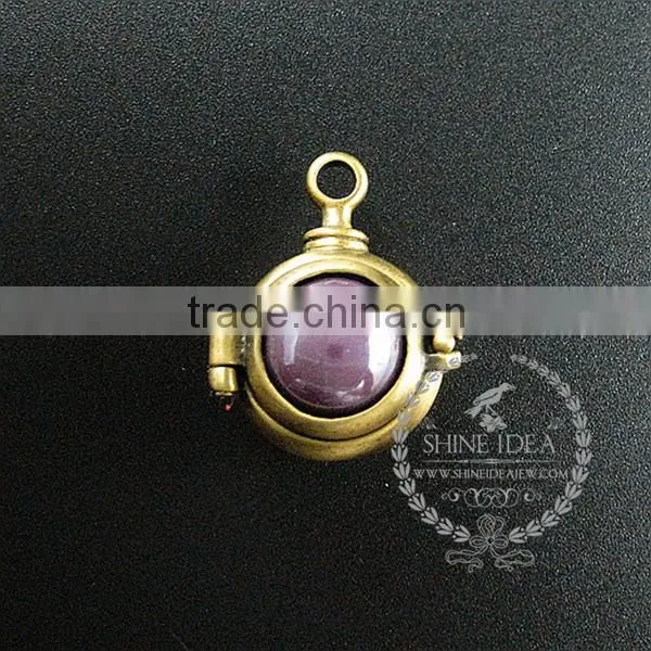 22mm round setting bronze steam punk blue,orange,green,purple,sky blue and champage ceramic DIY pendant charm supplies 1810422