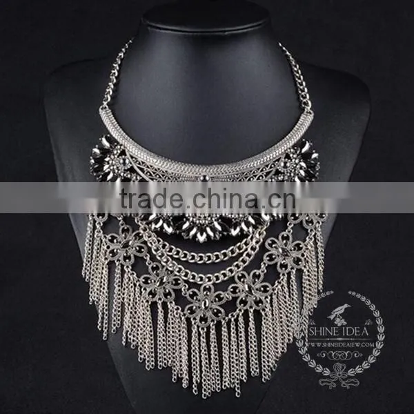 high quality vintage rhinestone chunky statement necklace tin alloy fashion women pendant necklace 6390159