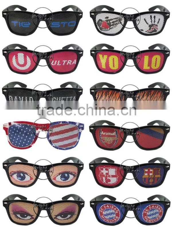 2014 Hot Sell Printing Sunglasses With Custom Logo Pinhole Printing On Pinhole Sticker Lens Printing Sunglasses (BSP2836)