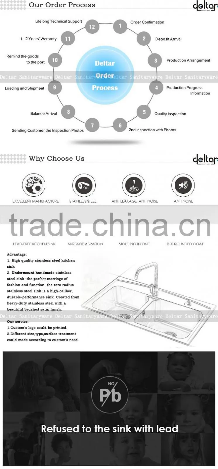 Satin Finish Kitchen Sink Single Sink with Drainer Board UPC Kitchen Sink for America Standard
