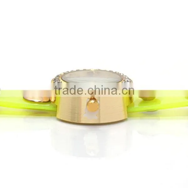 New design product lady crystal silicone bracelet watch