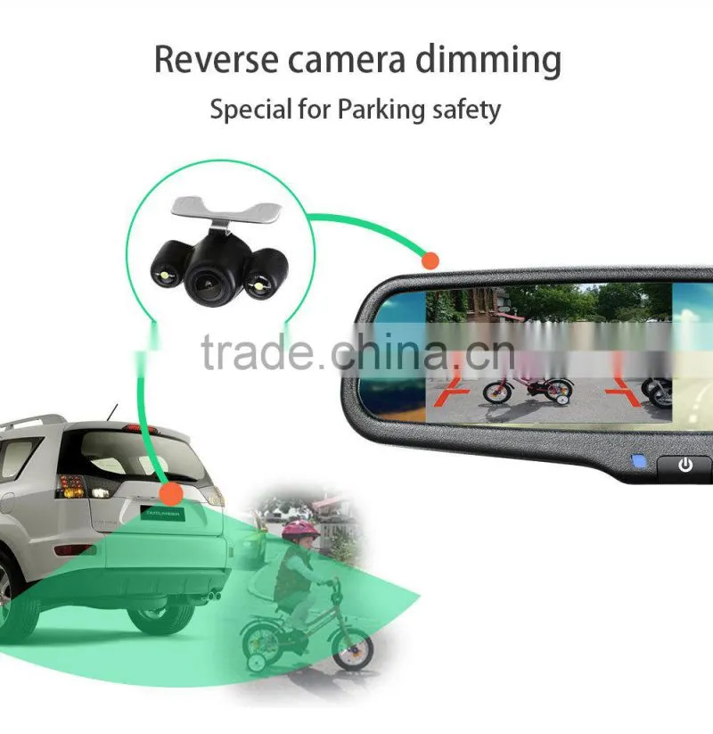 Car rearview mirror monitor+ dvr HD car driving recorder+rearview mirror with rader detector+Auto Dimming Mirror