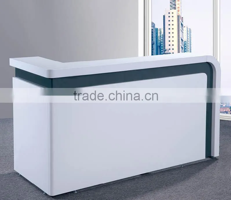 Modern style solid surface reception desk, white glossy bank front desk