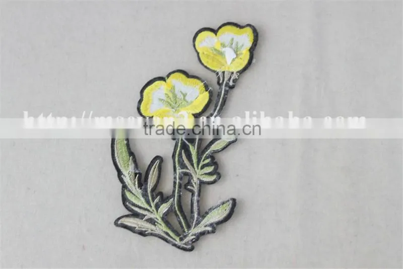 beautiful yellow flower patches customized embroidery patch products for sale