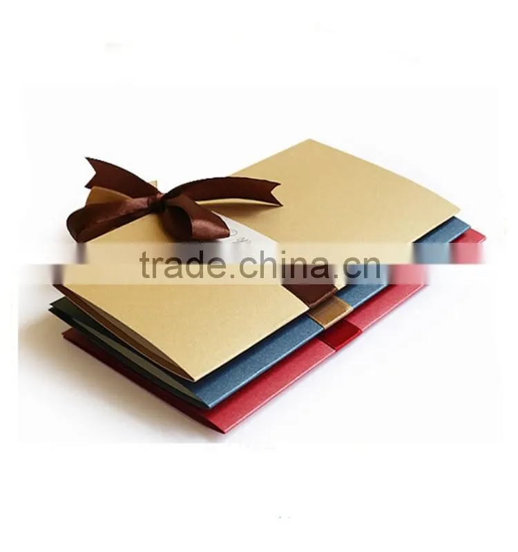 Folding Handmade Gift Card Wedding Invitation Card With Ribbon