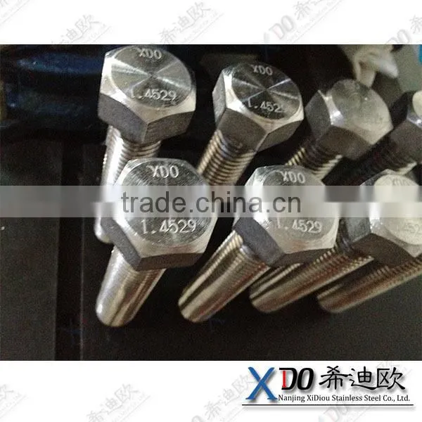 1.4529 China hardware bolts , nuts and washers stainless steel hex head bolt din933