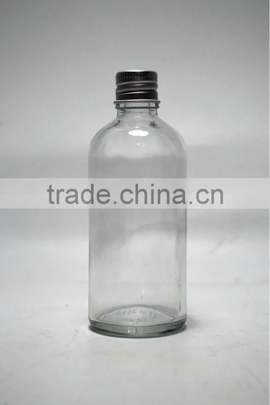 100ml boston round glass bottle with aluminum cap