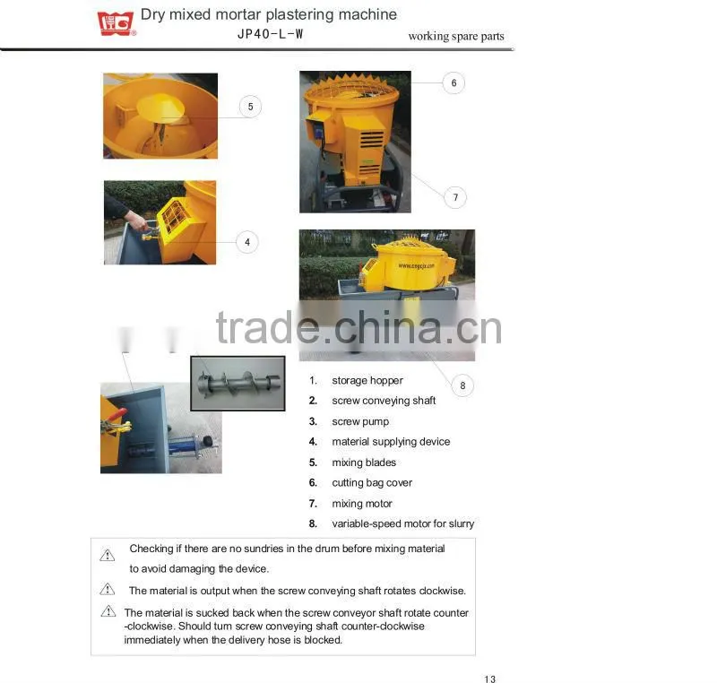 800-1000m2 per 7hrs JP40-L plastering machines used for EPS or 3D panels